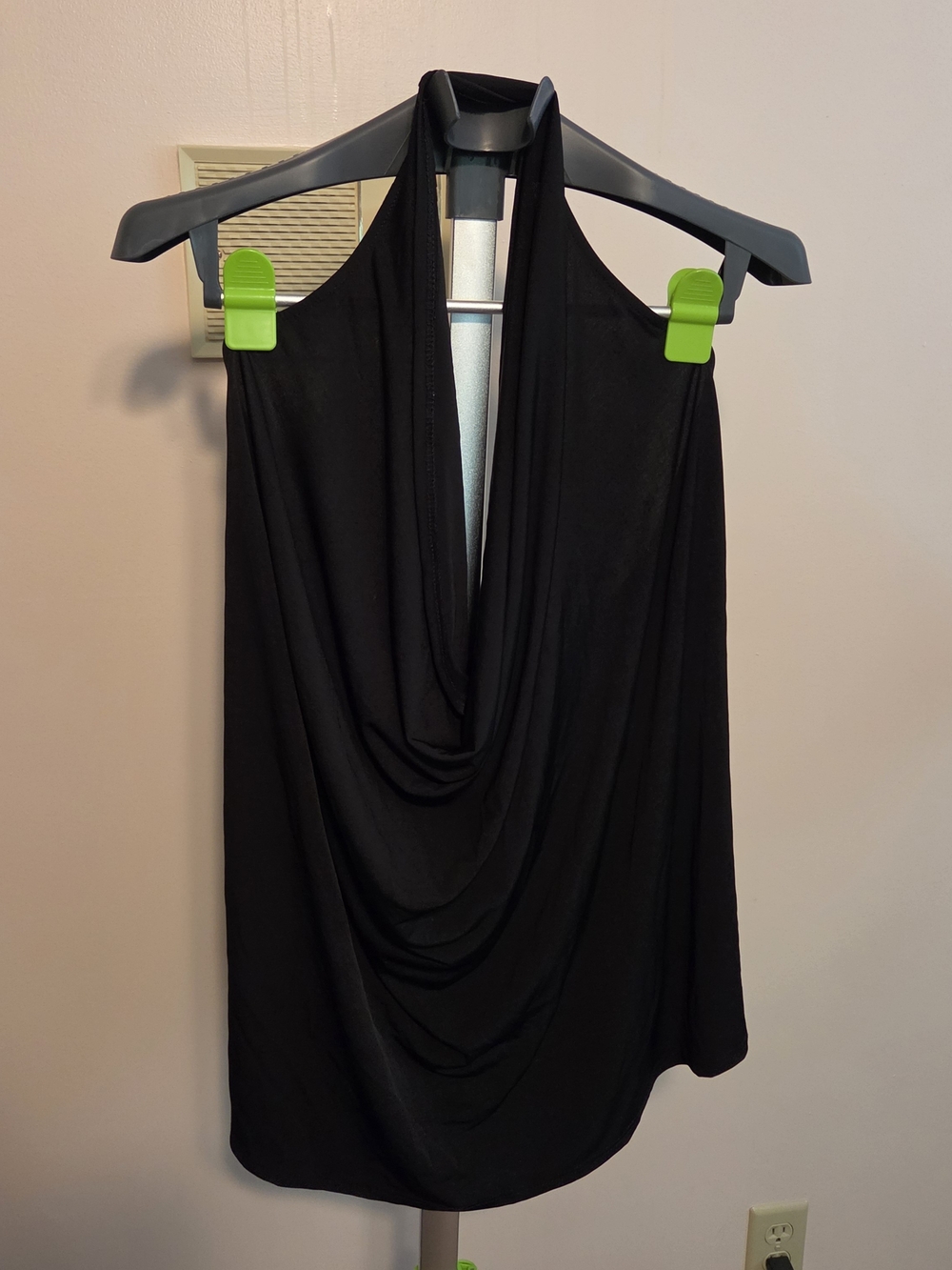 Amazon Black Draped Halter Tank Top